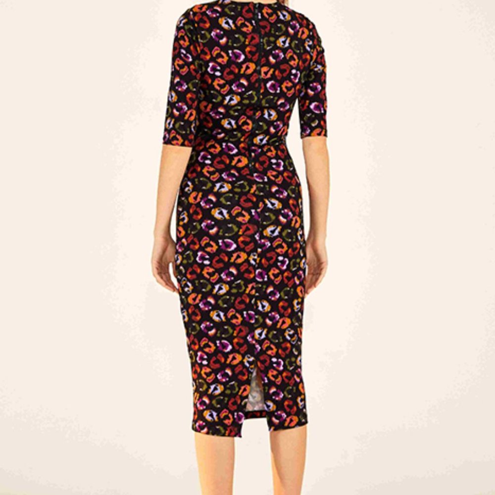 Farm Rio Leopard Ikat-Dyed Bodycon Midi Dress - Size M
